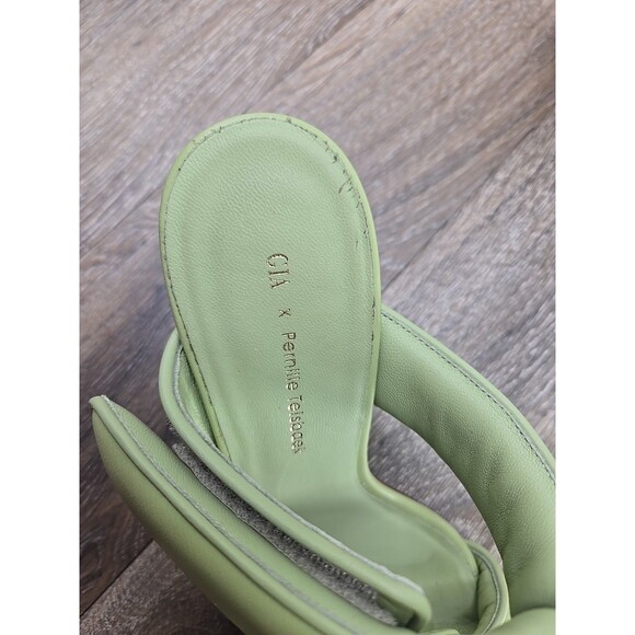 Gia Borghini GIA x Pernille Teisbaek Two Strap Padded Leather Sandals Green 37 - Picture 7 of 16